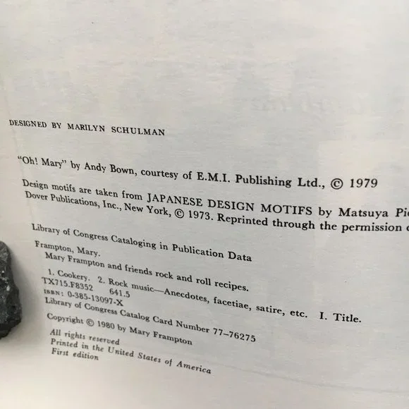 ROCK & ROLL RECIPES  COOKBOOK MARY FRAMPTON & FRIENDS - Picture 2 of 12
